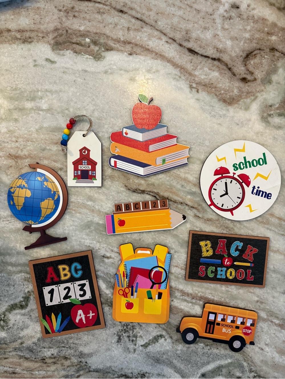 Back to School Tiered Tray Decor - Multi-Color Classroom Set